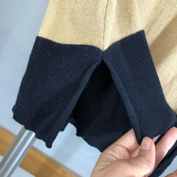 Bartolini merino‎ wool blend colorblock turtleneck burnt red tan white sz M - Picture 5 of 7